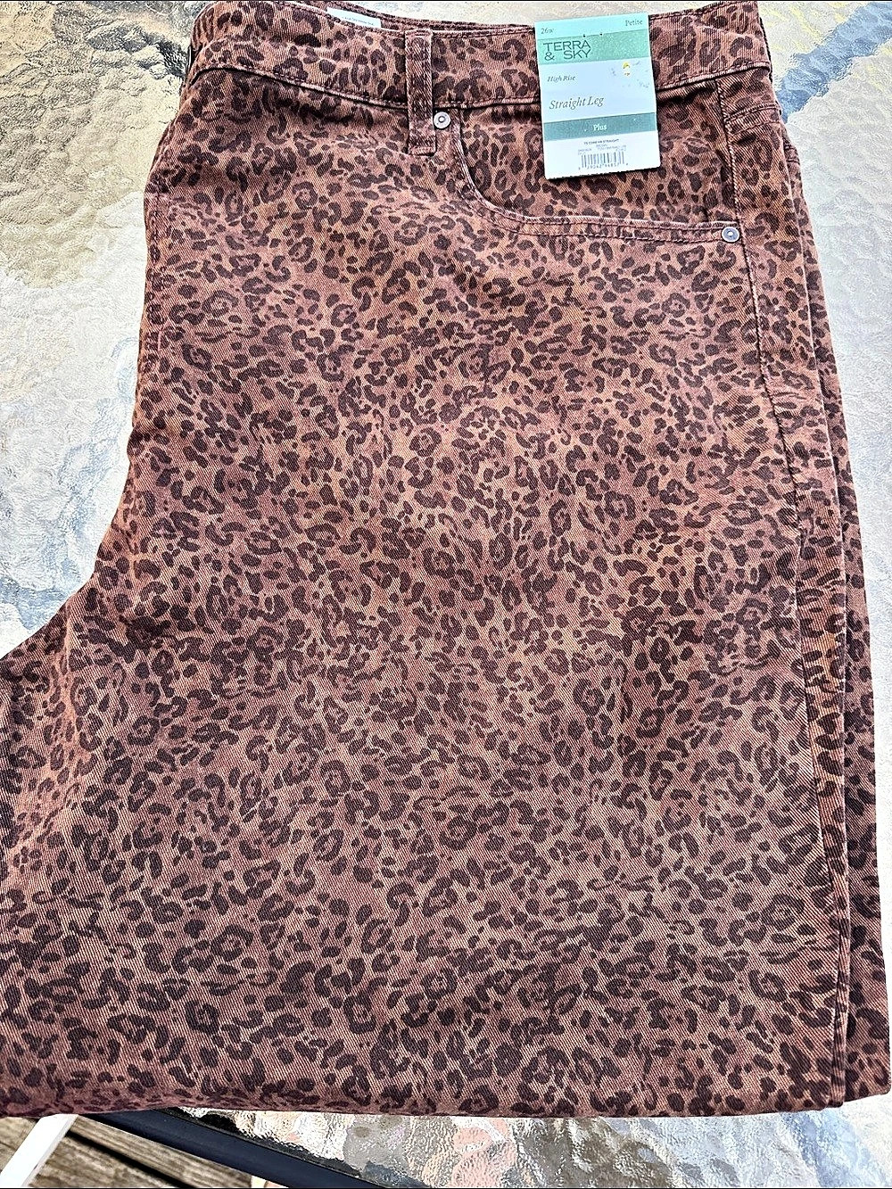 Terra & Sky TS CORE HR STRAIGHT Animal Print Straight Leg Jeans Waist 26W